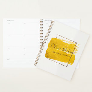 Modern Framed Gold Watercolor Paint Splash Planner