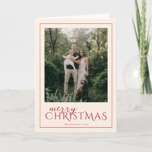 Modern Framed Merry Christmas Photo Peppermint Holiday Card
