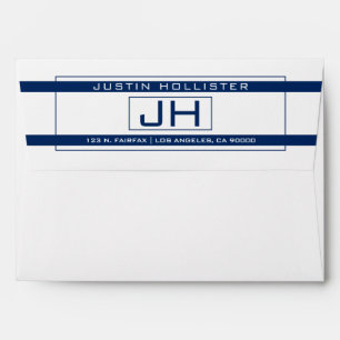 Modern Framed Navy Blue Grey Professional A7 Envelope
