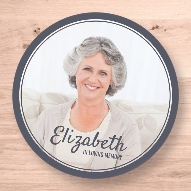 Modern Frames Simple Photo Funeral Memorial Classic Round Sticker (Creator Uploaded)