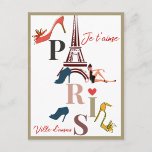 Modern France Paris je t'aime Eiffel Tower Travel Postcard