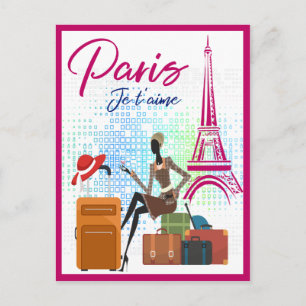 Modern France Paris je t'aime Eiffel Tower Travel Postcard