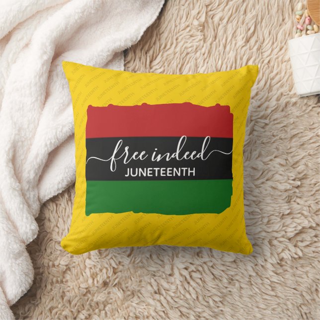 Modern FREE INDEED Pan African JUNETEENTH Cushion (Blanket)