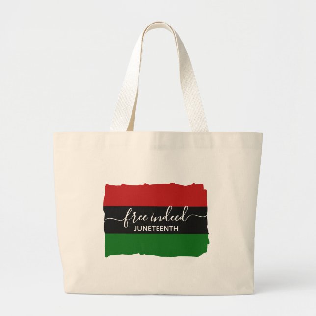 Modern FREE INDEED Pan African JUNETEENTH Large Tote Bag (Front)