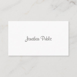 Modern Freehand Script Elegant Minimalistic Plain Business Card