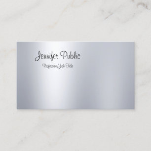 Modern Freehand Script Silver Look Minimalistic Business Card