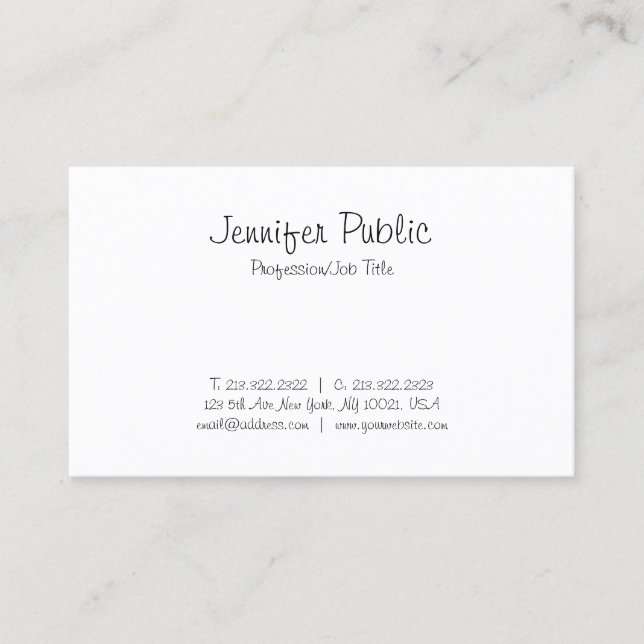 Modern Freehand Script Simple Elegant Calligraphy Business Card (Front)