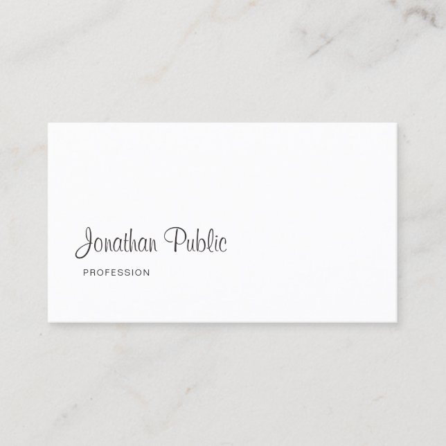 Modern Freehand Script Sophisticated Clean Plain Business Card (Front)