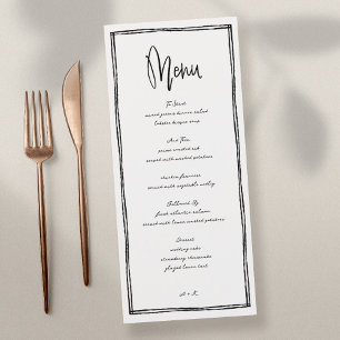 Modern French Black and White Wedding Long Menu