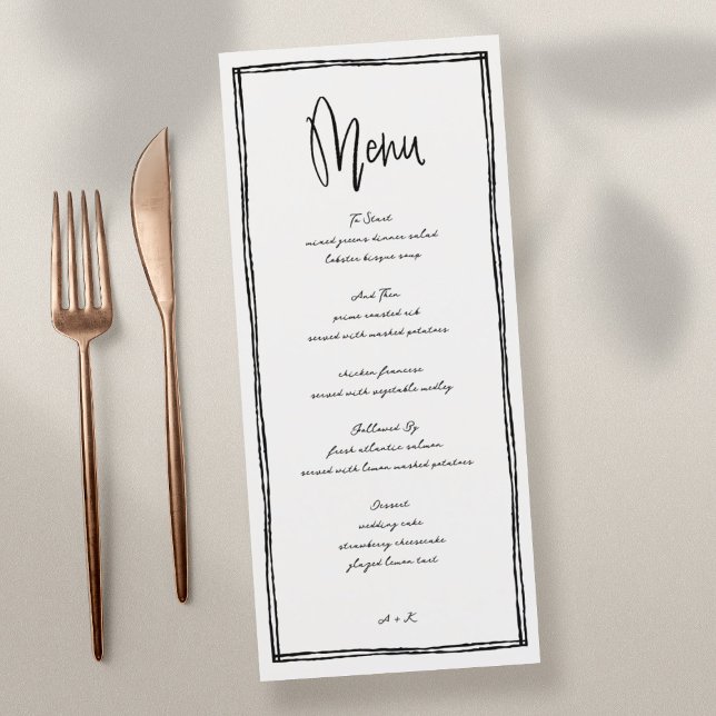 Modern French Black and White Wedding Long Menu (Creator Uploaded)