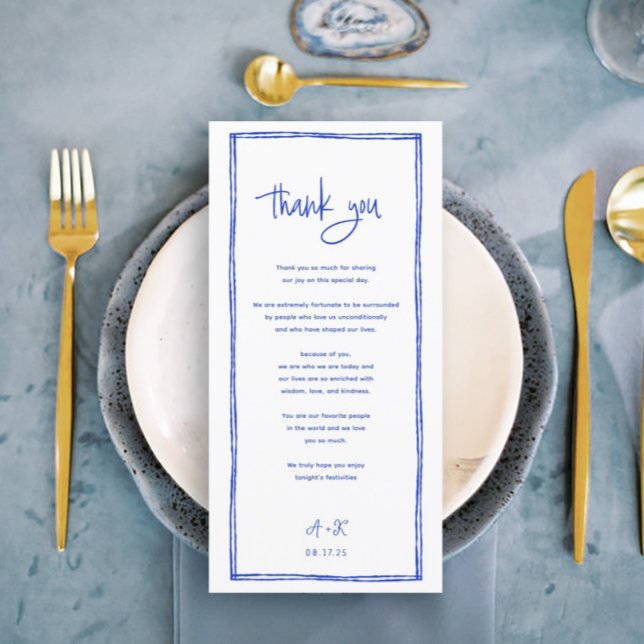 Modern French Blue Wedding Thank You Place Cards (Creator Uploaded)