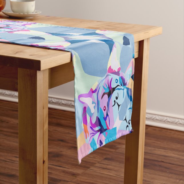 Modern French Bulldog Table Runner (In Situ)