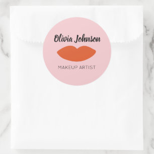 Modern French Chic Red Lips Beautician Minimal Classic Round Sticker
