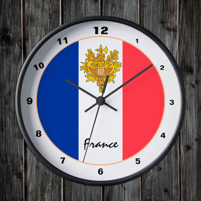 Modern French Flag, France Home / design Round Clock (Creator Uploaded)