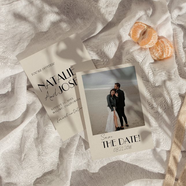 Modern French Whimsical Retro Photo Unique Wedding Save The Date (Creator Uploaded)