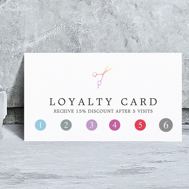 Modern Fresh Colourful Scissors HairStylist Loyalt Loyalty Card (Creator Uploaded)
