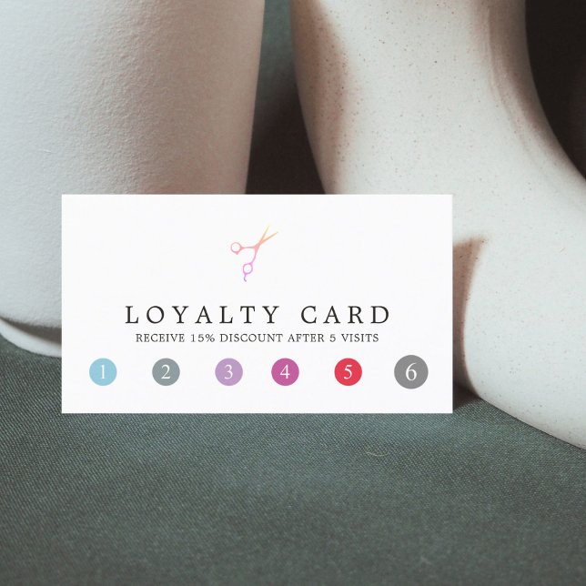 Modern Fresh Colourful Scissors HairStylist Loyalt Loyalty Card (Creator Uploaded)