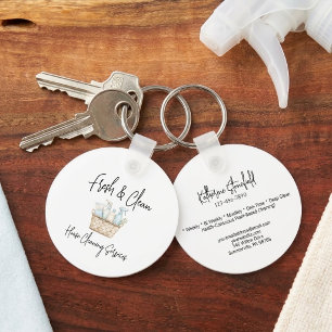 Modern Fresh Custom House Cleaning Services Promo Key Ring