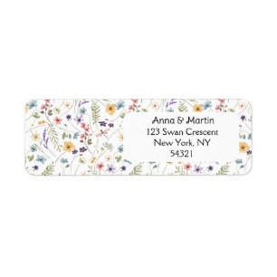 Modern Fresh Floral Return Address Label, white  Label