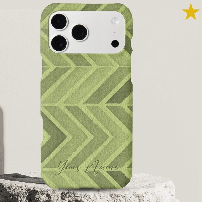 Modern Fresh Green Watercolor Zig Zag Custom Name  (Creator Uploaded)