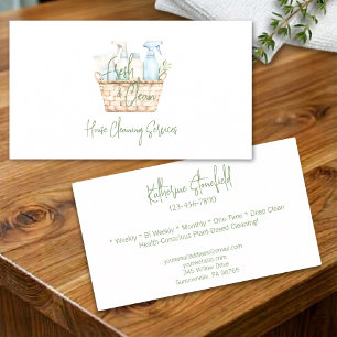 Modern Fresh Personalizable House Cleaning Service Business Card