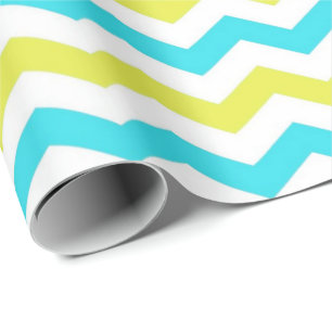 Modern, fresh, trendy green, yellow, white chevron wrapping paper