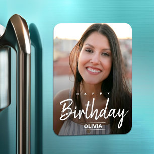 Modern friend birthday greeting replace photo post magnet