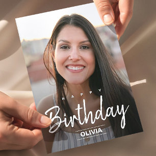 Modern friend birthday greeting replace photo post postcard