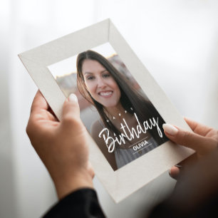 Modern friend birthday greeting replace photo post postcard