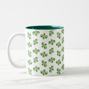 Modern Friendly Green Succulent Leaves on White Two-Tone Coffee Mug