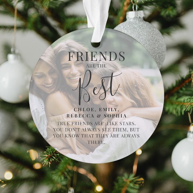 Modern 'FRIENDS' are the best Photo Christmas Orna Ornament (Creator Uploaded)