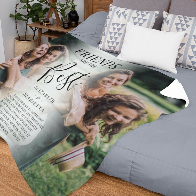 Modern 'FRIENDS are the Best Photo Keepsake Fleece Blanket (Creator Uploaded)