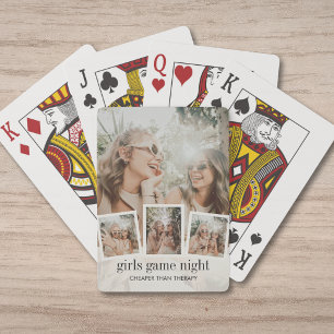 Modern Friends Photo Collage Girls Night Games Playing Cards