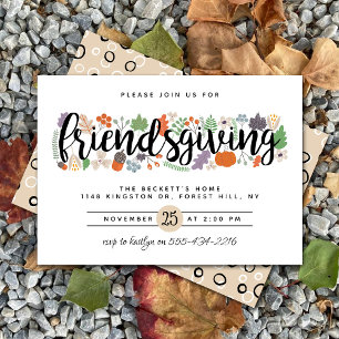 Modern Friendsgiving Autumn Foliage Thanksgiving Invitation