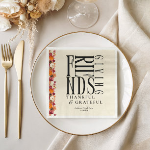 Modern Friendsgiving Dinner Floral Napkin