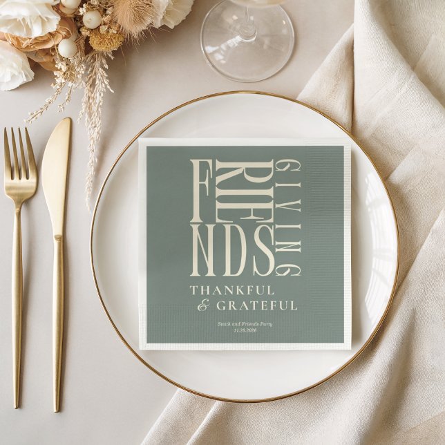 Modern Friendsgiving Dinner Floral  Napkin (Creator Uploaded)