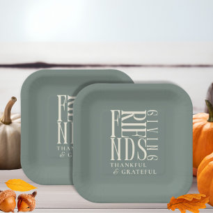 Modern Friendsgiving Dinner Paper Plate