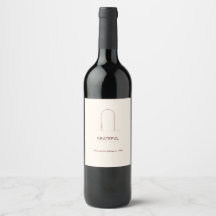 Modern Friendsgiving Grateful Wine Bottle Label