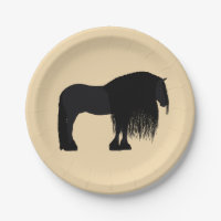 Modern Friesian Horse Illustration Beige