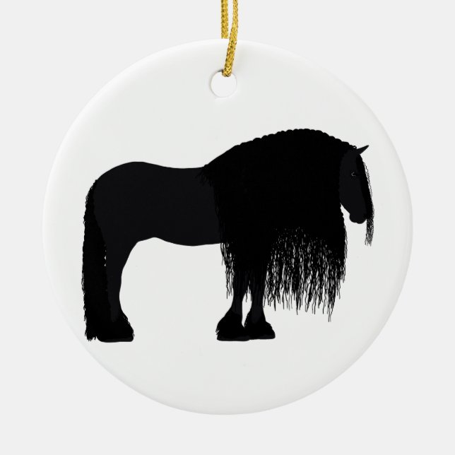 Modern Friesian Horse Illustration   Ceramic Ornament (Front)