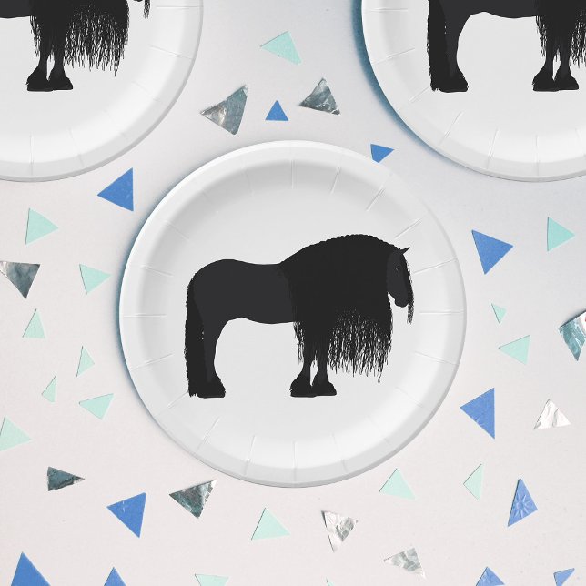 Modern Friesian Horse Illustration    Paper Plate (Creator Uploaded)