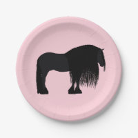 Modern Friesian Horse Illustration Pink