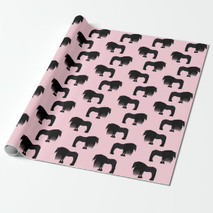 Modern Friesian Horse Illustration Pink Wrapping Paper