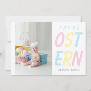 Modern Frohe Ostern Pastel Personalised Photo Holiday Card