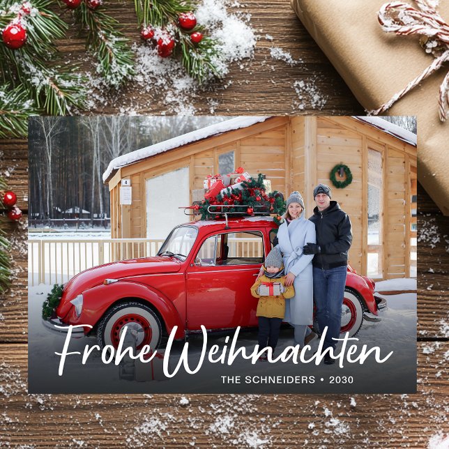 Modern Frohe Weihnachten Natale Photo Holiday Card (Creator Uploaded)
