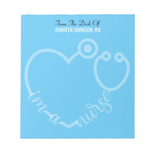 Modern From The Desk Of Nurse Stethoscope Name  Notepad (Front)