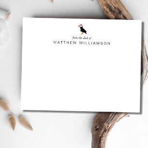 Modern From The Desk of Puffin Bird Note Card