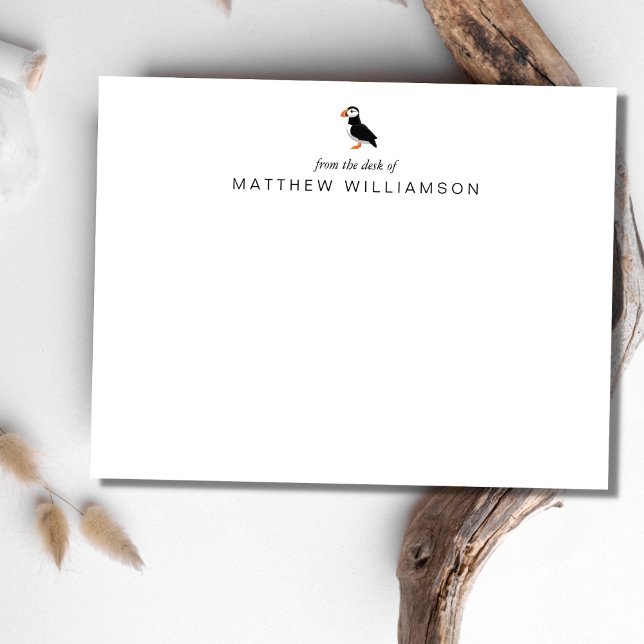 Modern From The Desk of Puffin Bird  Note Card (Creator Uploaded)