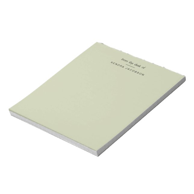 Modern From The Desk Of Sage Green Desk Stationery Notepad (Rotated)