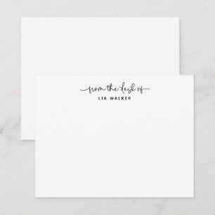 Modern From The Desk of Script Personalised Card